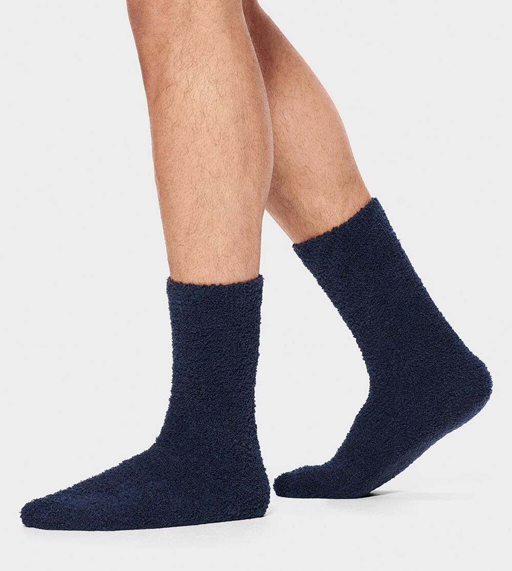 Ugg Sock Mens - Ugg Fincher Ultra Cozy Crew Navy - 850JRZSMX